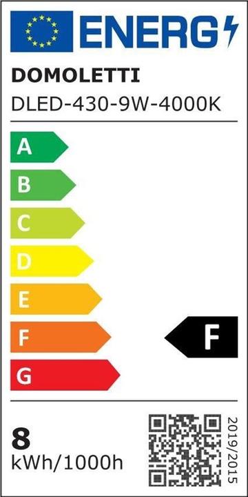 Energy Label Domoletti LED PANEL DLED-430 9W 4000K R