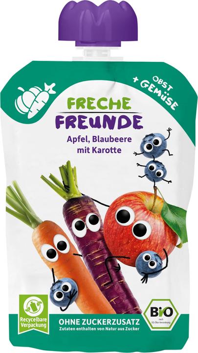 Image du produit Freche Freunde Sachets à écraser pomme, myrtille, carotte 100 g (107 g)
