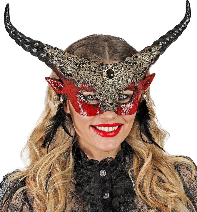 Image du produit Widmann Commedia Dell'Arte Masque Diable rouge avec cornes