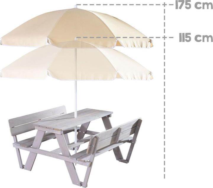 Actual product image Roba Children's seating group 'PICKNICK for 4' Outdoor +, with backrest, with umbrella set (Child seating group)