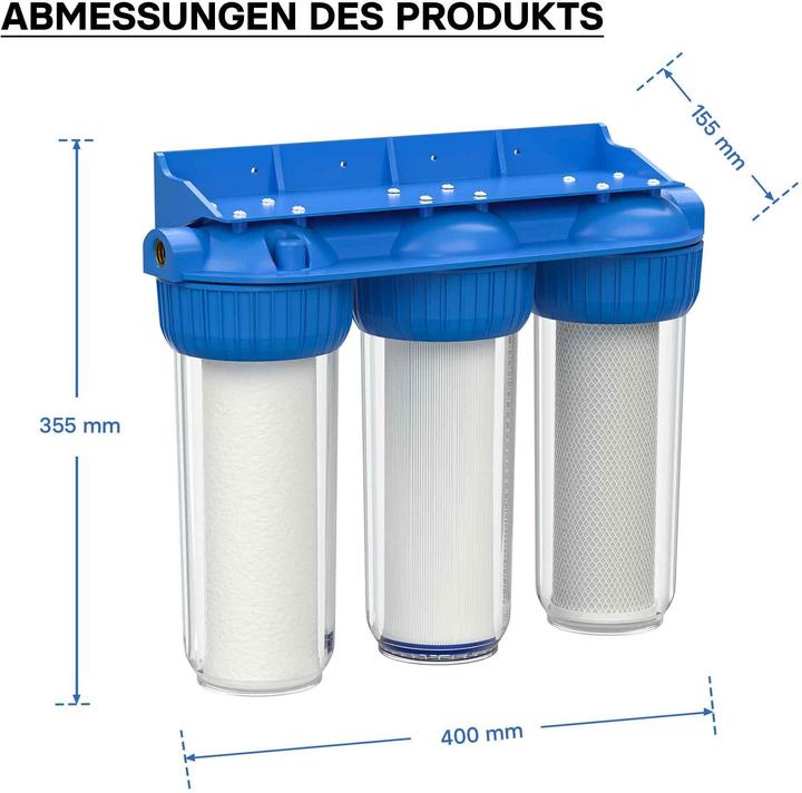 Immagine prodotto Naturewater NW-BR10B4 Filtro a 3 stadi da 3/4 di pollice (26,16 mm), blocco di carbone attivo, chiave di lettura