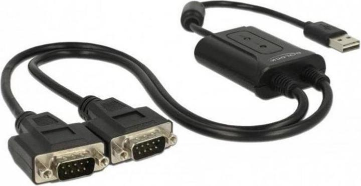Produktbild Delock Adapter USB-A>2x Seriell DB9 RS-232 (USB 2.0, 60 cm)