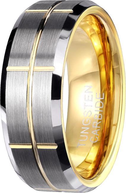 Actual product image Star Piercing Gold-plated ring, brushed in the centre with grooved crosses (60)