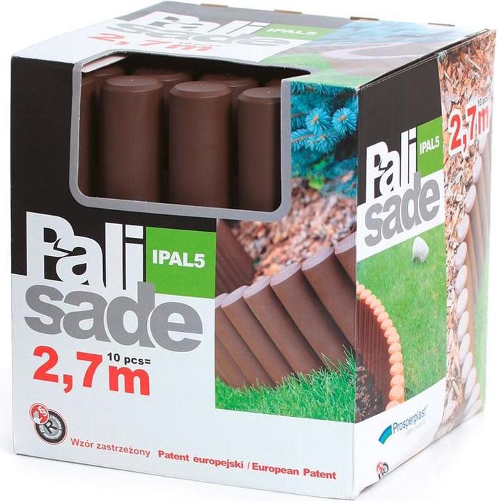 Prosperplast Palisade 2,7 m Beetumrandung Rasenkante Randstein Kantenstein, braun, 31 x 28 x 26,6 cm (270 cm)