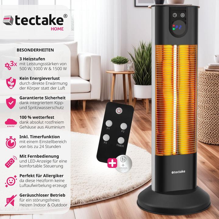 Immagine prodotto tectake Radiatore ad infrarossi Solaris Terra 1500W con timer (1500 W)