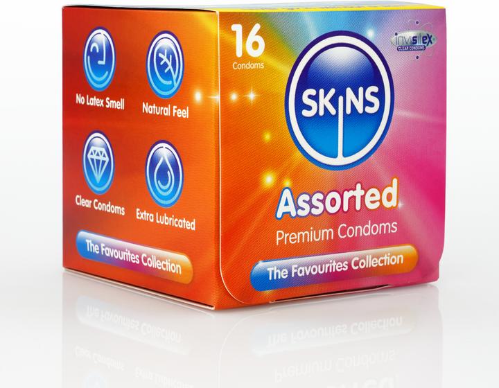 Actual product image Skins Condoms Assorted Cube 16 Pack - D&R NAT UT (16 pcs.)