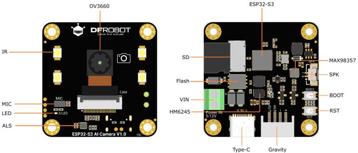 Actual product image DFRobot ESP32-S3 AI CAM Development Board Kamera mit Nachtsicht
