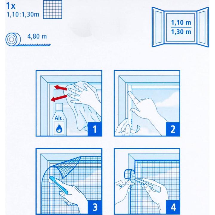Image du produit tesa Moustiquaire STANDARD pour fenêtre, avec bande Velcro, sans perçage (110 x 130 cm)