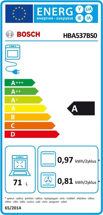 Energie-Label Bosch Hausgeräte HBA537BS0