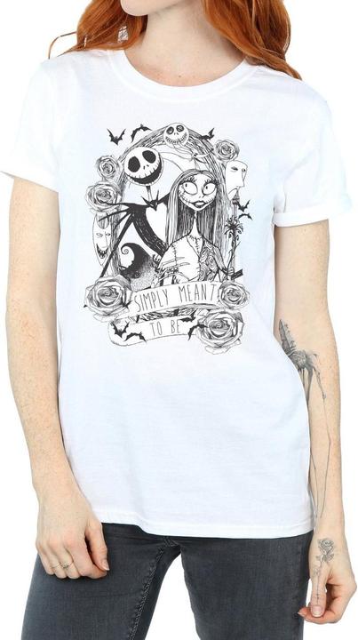 Actual product image Disney Womens/Ladies Nightmare Before Christmas Simply Meant To Be Cotton Boyfriend T-Shirt (S)