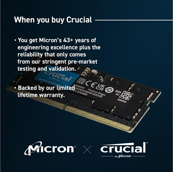 Actual product image Crucial DDR5-5600 (1 x 32GB, 5600 MHz, DDR5 RAM, SO-DIMM)