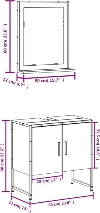 Actual product image VidaXL 2-piece bathroom furniture set