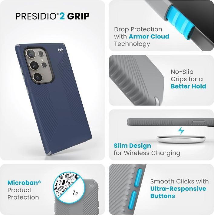Actual product image speck Presidio2 Grip - Samsung Galaxy S24 Ultra Hülle (Küstenblau / Staubgrau) (Samsung Galaxy S24 Ultra)