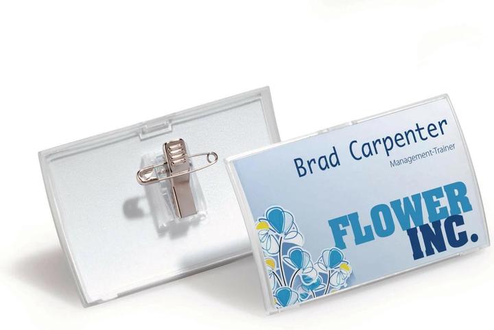 Actual product image Durable Name tag w. combination clip 54x90mm