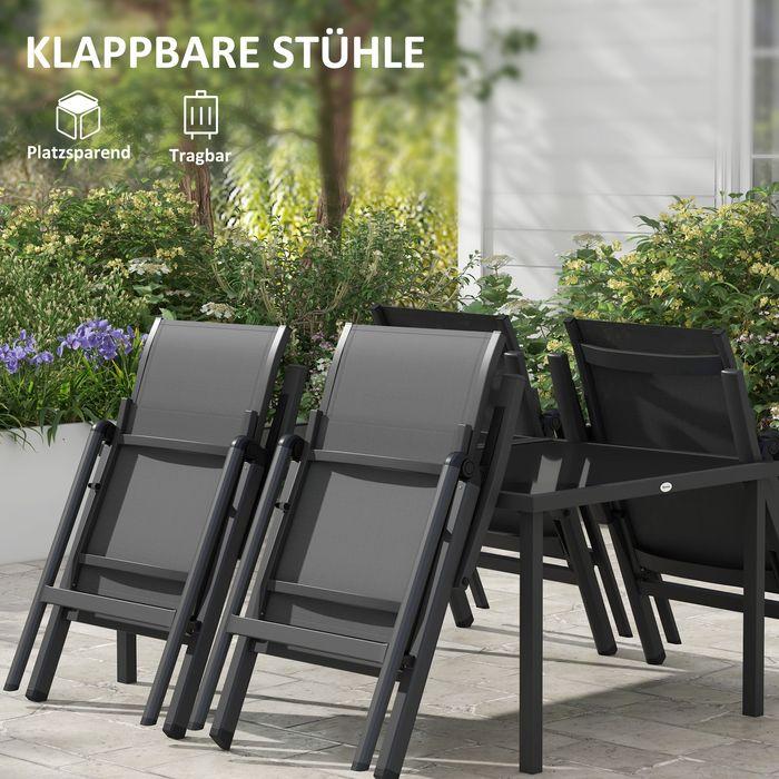 Produktbild Swisshandel24 5 tlg. Gartenmöbel-Set, Sitzgarnitur inkl. 1 Esstisch, 4 klappbare Stühlen, Balkonmöbel-Set, Mesh, S (150 cm)