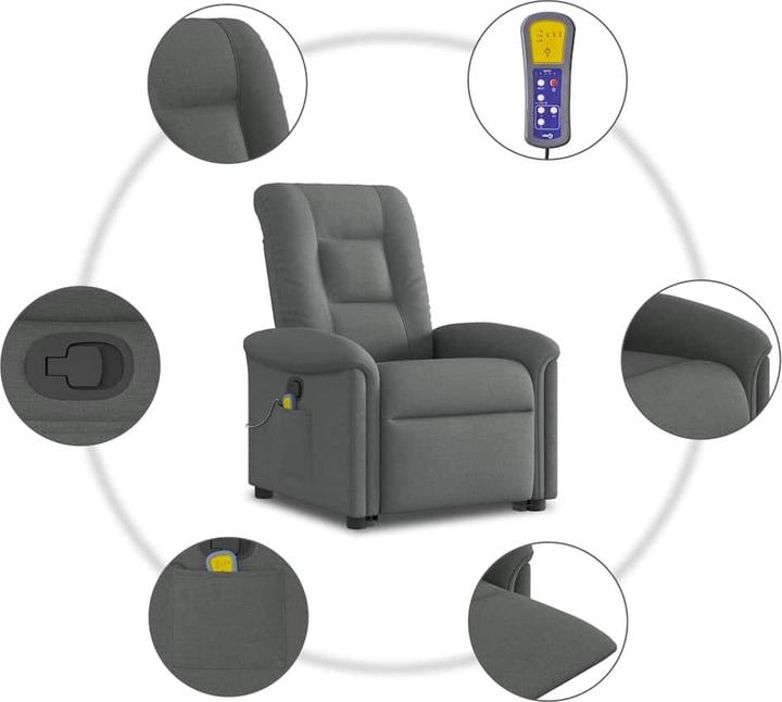 Actual product image VidaXL Massage chair with stand-up aid dark grey fabric