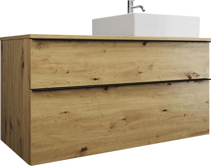 Image du produit burgbad Eqio lavabo à poser en céramique, gauche, carré, meuble sous-lavabo inclus, largeur 1200m