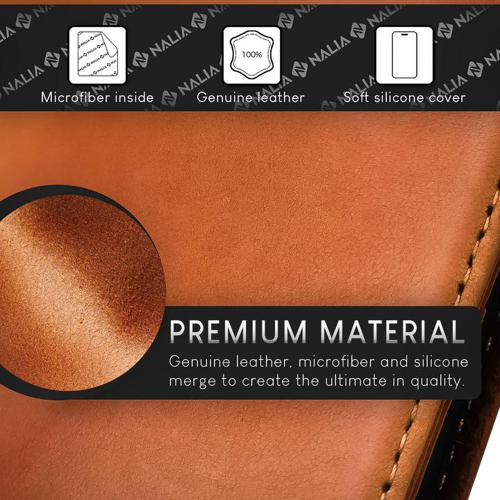 Actual product image Nalia Genuine leather flip case cover with magnetic fastener (Apple iPhone 15 Pro)