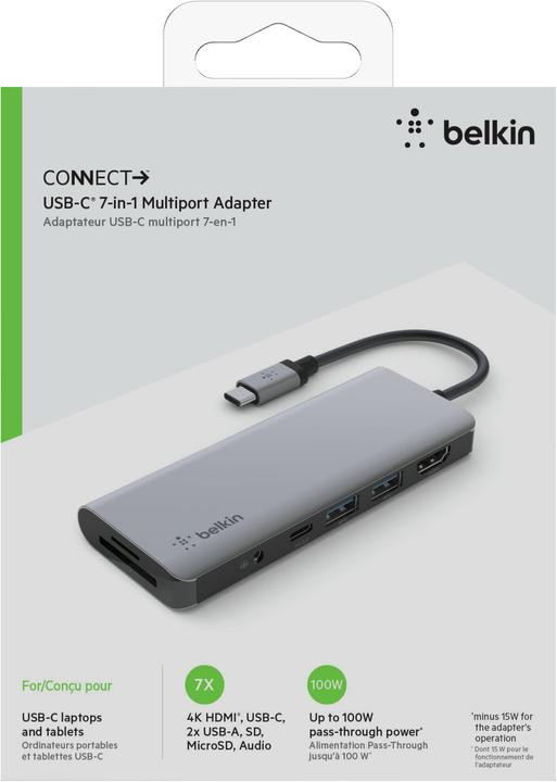 Productafbeelding Belkin 7-in-1 multipoort (USB-C, 2 Havens)