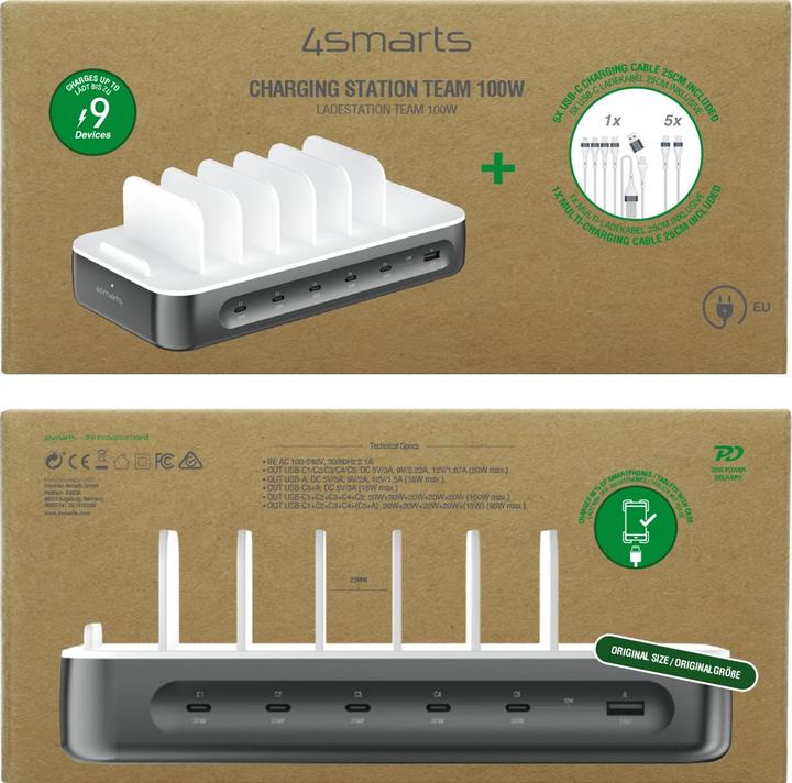 Produktbild 4smarts Ladestation Team 100W 5C/1A inkl. 6 Kabel (100 W)