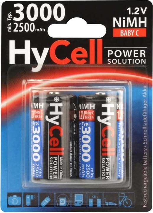 HyCell Batteria NiMH tipo 3000 Baby 2500mAh 2 pezzi in blister (2 pz., R14, 2500 mAh)