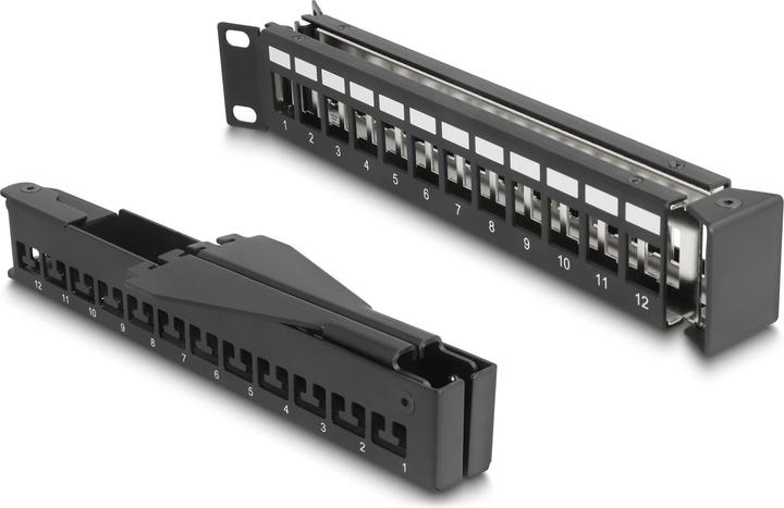 Productafbeelding Delock 48,30cm (19") Keystone Patch Panel 24 Port met Relief Rail 1 U-hoek zwart