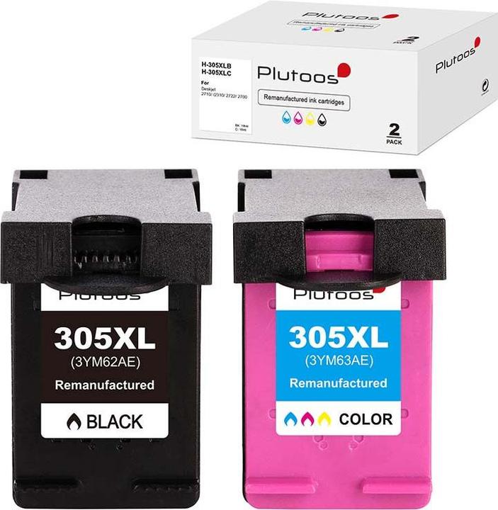 Actual product image Plutoos HP 305 XL HP 305 XL cartridges XXL compatible (FC, CL)