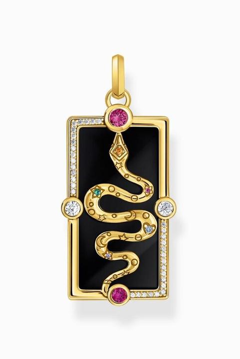 Produktbild Thomas Sabo Kettenanhänger Schlange mit schwarzer Kaltemaille und bunten Steinen vergoldet (925er Silber, Emaille/Silber, Emaille)