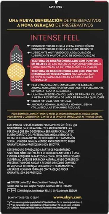 Nährwerte und Zutaten Bijoux Indiscrets Texturiertes Kondom mit gewelltem Design von Intense Feel, 10 Stück (10 Stk.)