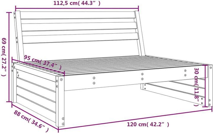 Actual product image VidaXL Garten-Mittelsofa 120x80 cm Massivholz Douglasie,Material