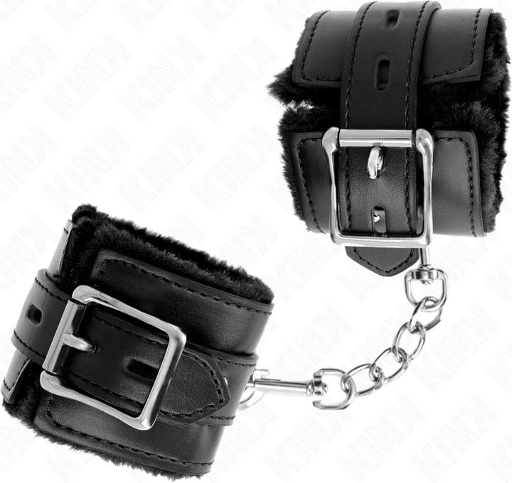 Actual product image Kink Fur Lintered Wrist Cups With Quadratic Leaves, Black And Black, Shielded