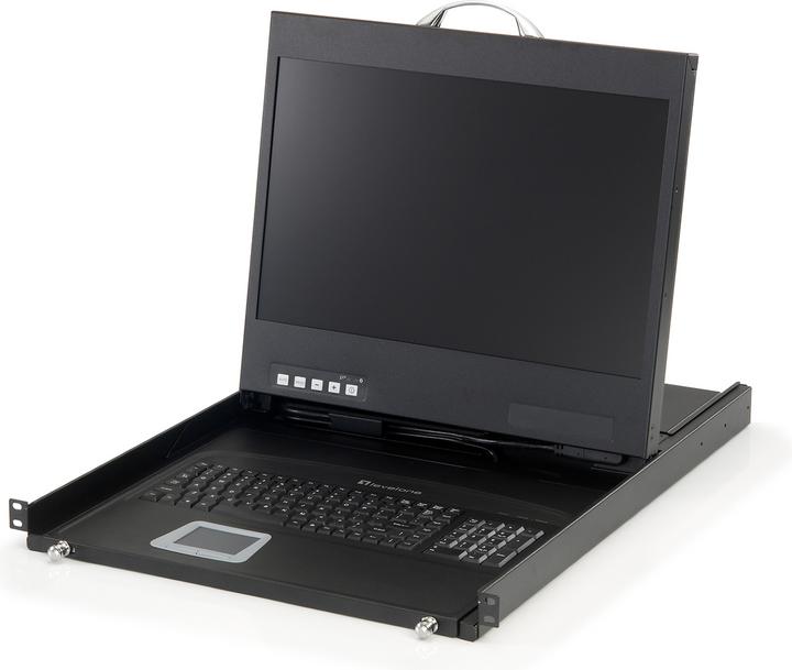 Actual product image LevelOne KVM-8901EN 48.26cm 19inch Widescreen LCD KVM Rack Console DE Keyboard