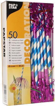 Actual product image Papstar Paper drinking straw "Fireworks", 200 mm, blue/white made of paper, length: 200 mm, diameter: 6 mm (50 x)