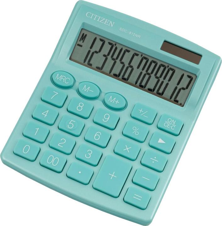 Actual product image Citizen SDC-812NR desktop calculator turquoise Display (digits): 12 battery-powered, solar-powered (W x H x (Batteries)