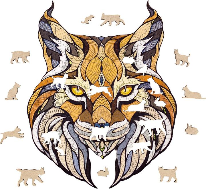 Actual product image Eco Wood Art Wooden-Puzzle M - Lynx (In a wooden box) (139 pieces)