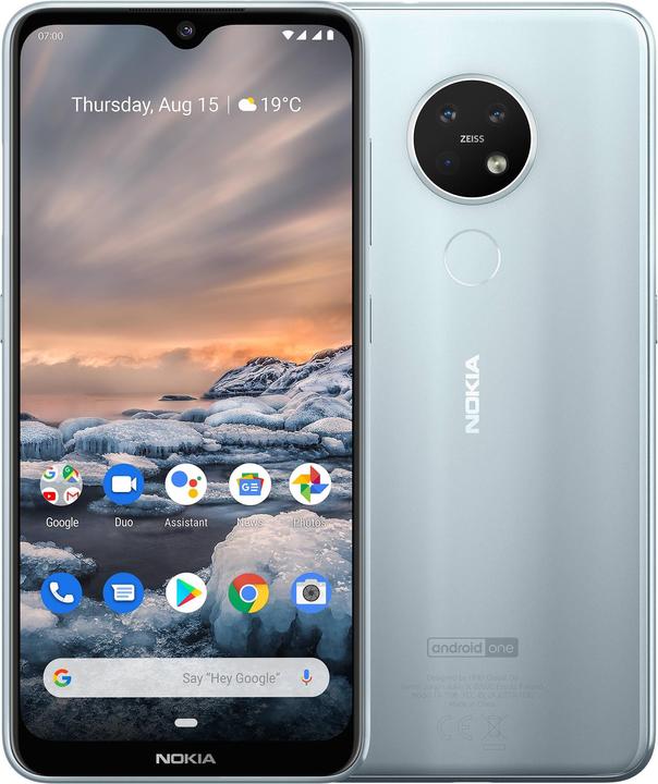 Nokia 7.2 (64 GB, Ghiaccio, 6.30", Doppia SIM + SD, 48 Mpx, 4G)