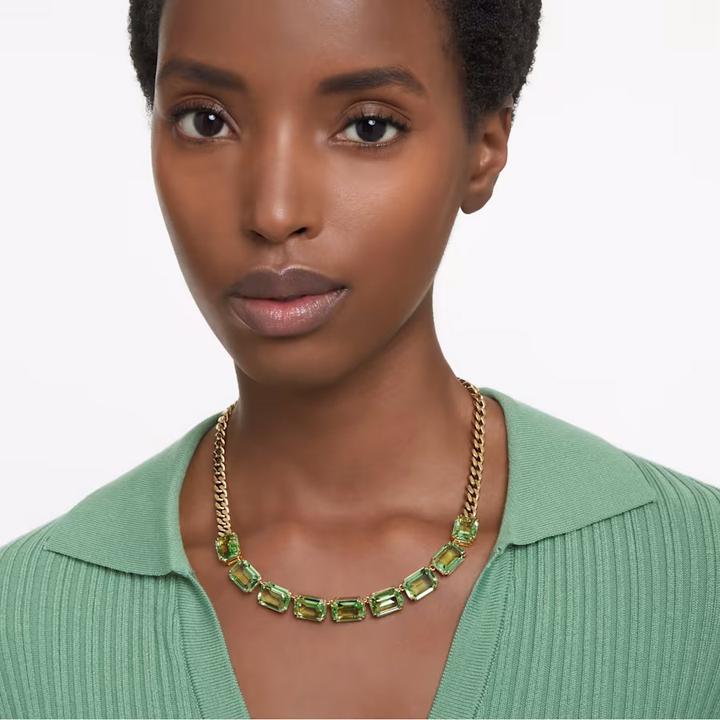 Actual product image Swarovski Millenia Necklace Octagon Cut Green Gold (Swarovski Metal, 42 - 47 cm)