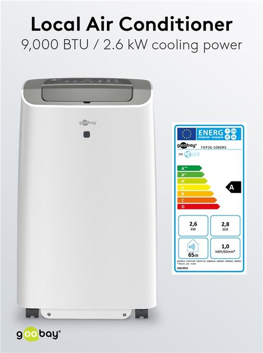 Produktbild Goobay Lokales Klimagerät 9000 BTU/2600 W mit Fernbedienung und Timer (20 m², 9000 BTU/h)