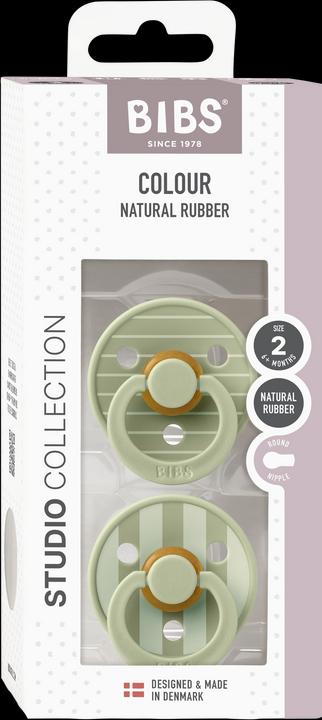 Produktbild Bibs Studio Nuggi Colour 2 PACK Latex Round 6-12m Pin Sage Mix (2 x, 6 - 12 Monate)