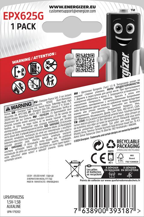 Image du produit Energizer LR9 (1 pcs, LR9, 175 mAh)