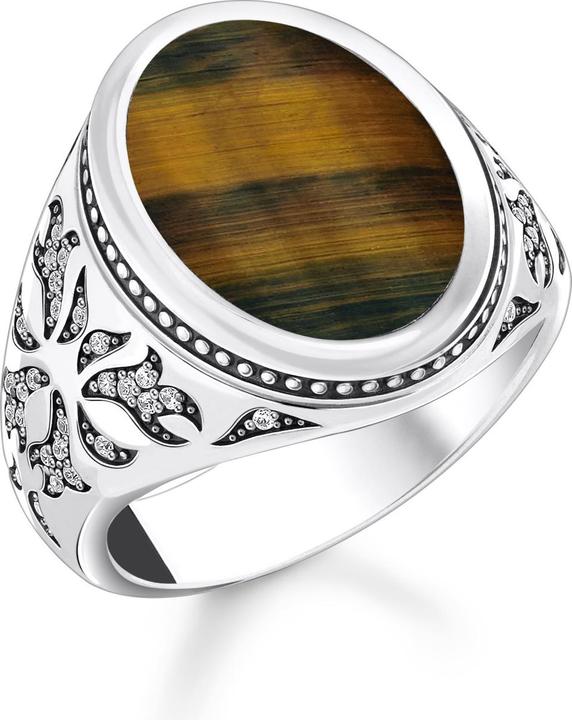 Immagine prodotto Thomas Sabo Anello con firma in argento con occhio di tigre blu-oro annerito (62, 925 Argento)