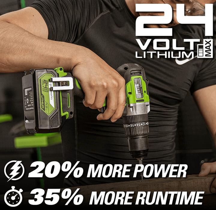 Actual product image Greenworks GD24DD60 cordless screwdriver / drill (60N.m) 24V without battery and charger (Rechargeable battery operated)