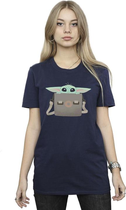 Actual product image Star Wars Womens/Ladies The Mandalorian Grogu Luggage Cotton Boyfriend T-Shirt (L)