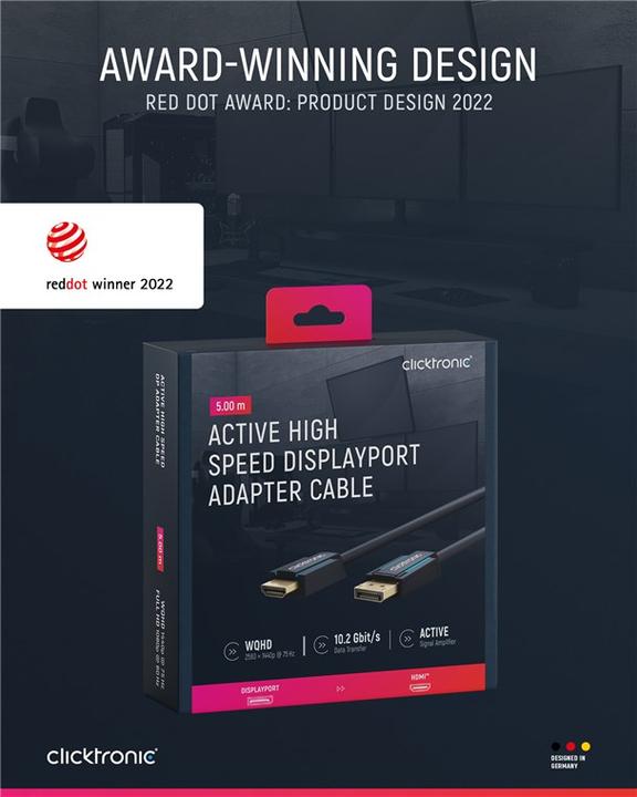 Produktbild clicktronic DisplayPort — HDMI (Typ A) (5 m, DisplayPort, HDMI)