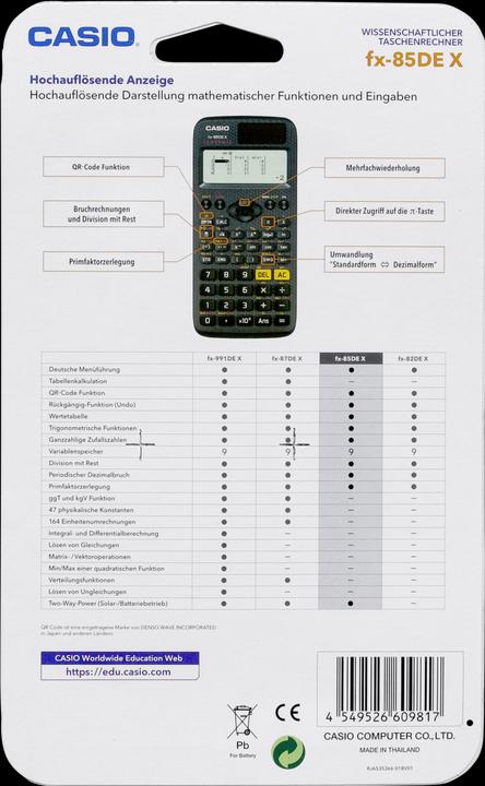 Productafbeelding Casio FX85DE X (Zonnecellen)