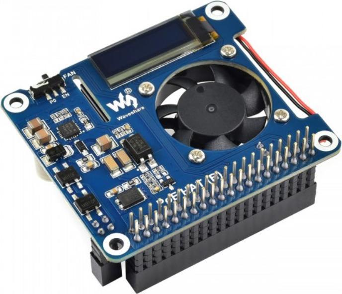 Actual product image WaveShare Power over Ethernet (PoE) HAT with OLED Display for Raspberry Pi 4B & 3B+
