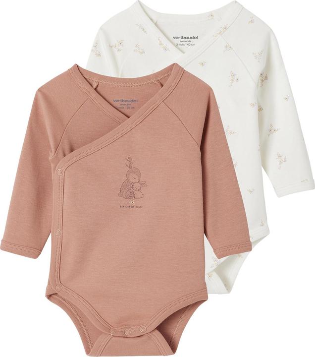 Vertbaudet Bio-Kollektion: 2er-Pack Baby Wickelbodys mit langen Ärmeln