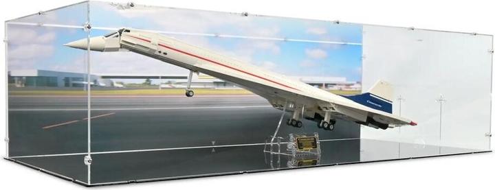 Produktbild iDisplayit Acryl-Display für LEGO® 10318 Concorde (Mit Ständer & Hintergrundbild)