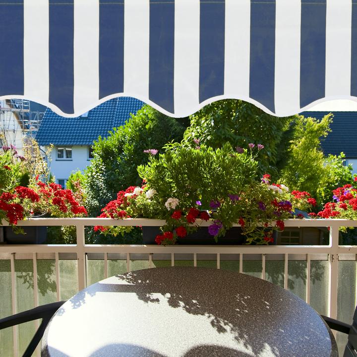 Actual product image Relaxdays Telesopic Canopy Blue White (2 m)
