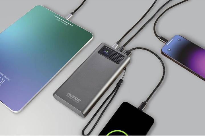 Image du produit Voltcraft PB PD65WLCD-20000 Powerbank 20000 mAh Charge rapide, Power Delivery 2.0 LiPo Gris (métallique) (20000 mAh)
